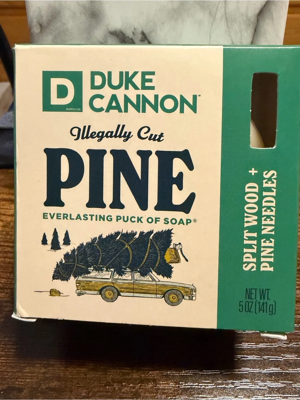 Duke Cannon Splitwood & Pine Needles Bar Soap.